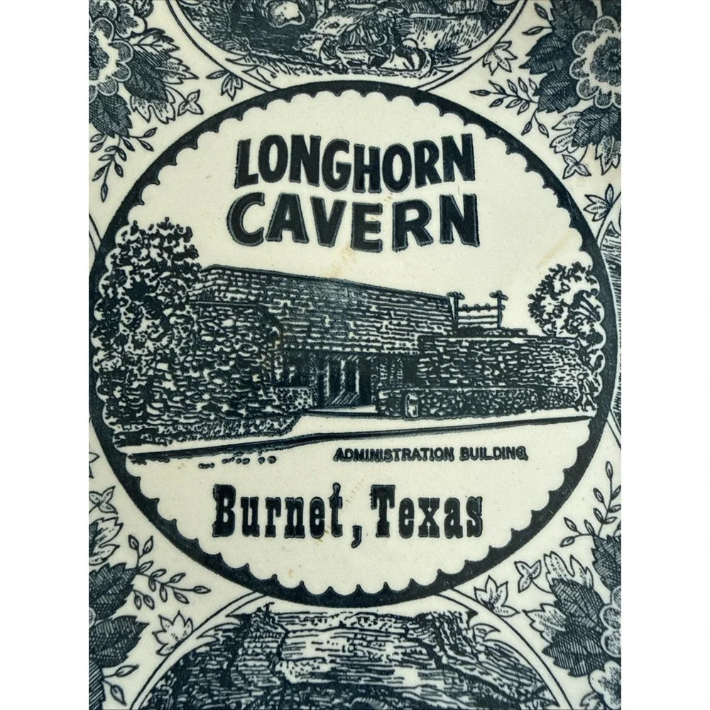 VINTAGE 1940-50s BURNET TEXAS LONGHORN CAVERN SOUVENIR PLATE